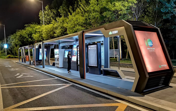 智能公交站臺智慧公交候車廳公交候車亭廠區等車公交站臺鍍鋅公交站亭